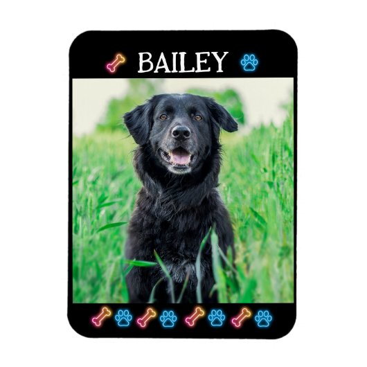 Modern Simple Pet Name and Photo  マグネット (縦)