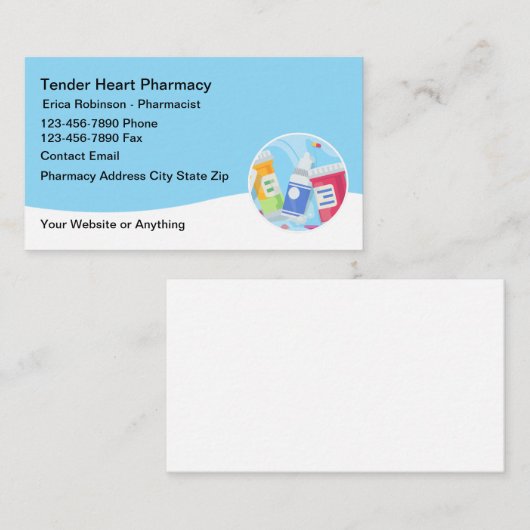 Modern Simple Pharmacy Business Cards Design 名刺 (正面/裏面)