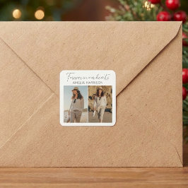 Modern & Simple Photo Collage Funeral  スクエアシール