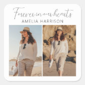 Modern & Simple Photo Collage Funeral  スクエアシール (正面)