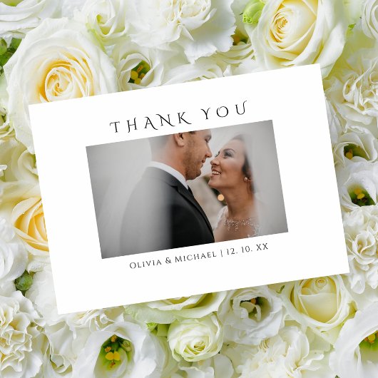 Modern Simple Photo Elegant Typography Wedding サンキューカード