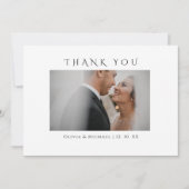 Modern Simple Photo Elegant Typography Wedding サンキューカード (正面)