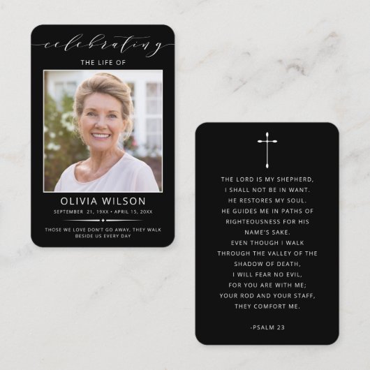 Modern Simple Photo Funeral Memorial Prayer Cards 名刺 (正面/裏面)