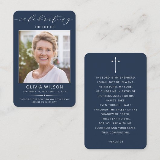 Modern Simple Photo Funeral Memorial Prayer Cards 名刺 (正面/裏面)