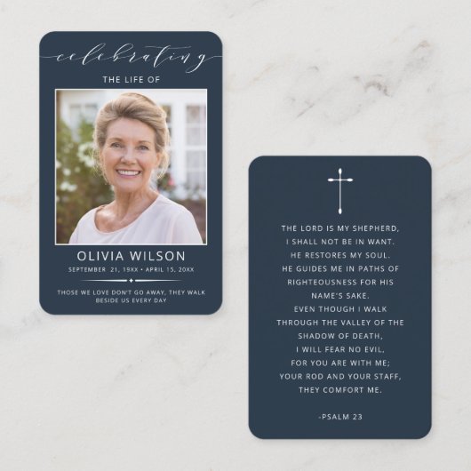 Modern Simple Photo Funeral Memorial Prayer Cards 名刺 (正面/裏面)