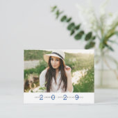 Modern Simple Photo Graduation Party Blue Postcard ポストカード (スタンド正面)
