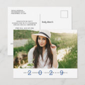 Modern Simple Photo Graduation Party Blue Postcard ポストカード (正面/裏面)