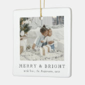 Modern Simple Photo Merry and Bright Christmas セラミックオーナメント (左)