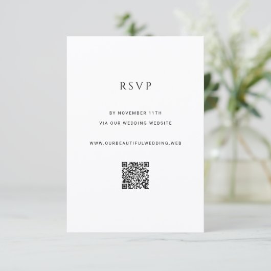 Modern Simple Photo QR Code Wedding 出欠カード (スタンド正面)