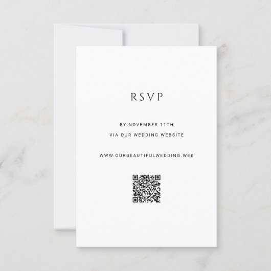 Modern Simple Photo QR Code Wedding 出欠カード (正面)