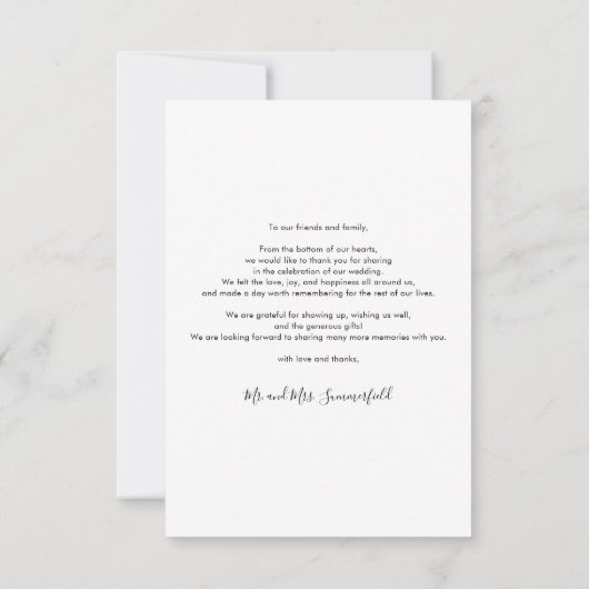 Modern Simple Photo Wedding サンキューカード (裏面)