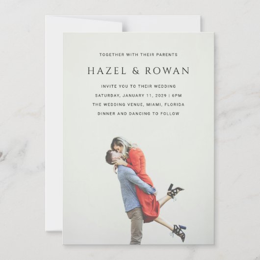 Modern Simple Photo Wedding マグネット招待状 (正面)