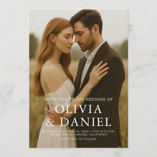 Modern Simple Photo Wedding 招待状 (正面)