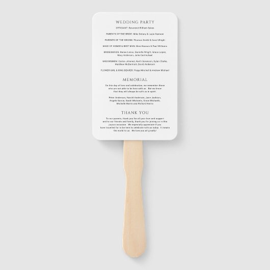 Modern Simple Photo Wedding Program ハンドファン (裏面)