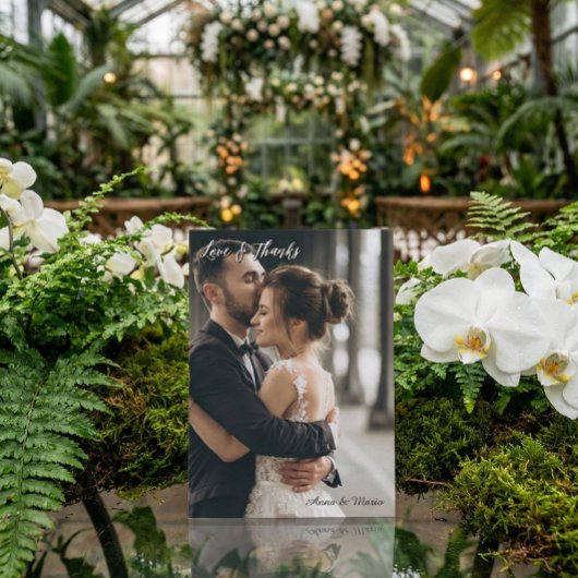 Modern Simple Photo Wedding Thank You Card W Note サンキューカード