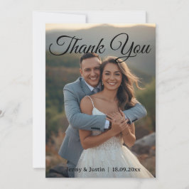 Modern Simple Photo Wedding Thank You Card W Note 招待状