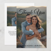 Modern Simple Photo Wedding Thank You Card W Note 招待状 (正面/裏面)