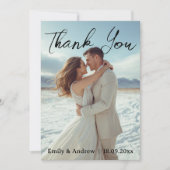 Modern Simple Photo Wedding Thank You Card W Note 招待状 (正面)