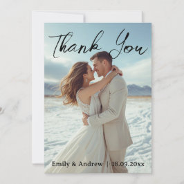 Modern Simple Photo Wedding Thank You Card W Note 招待状