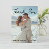 Modern Simple Photo Wedding Thank You Card W Note 招待状 (スタンド正面)