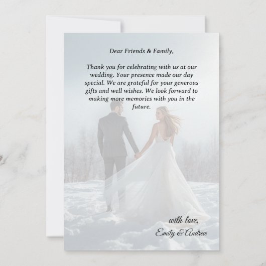 Modern Simple Photo Wedding Thank You Card W Note 招待状 (裏面)