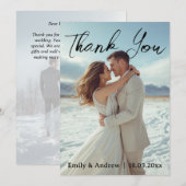 Modern Simple Photo Wedding Thank You Card W Note 招待状 (正面/裏面)