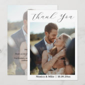 Modern Simple Photo Wedding Thank You Card W Note 招待状 (正面/裏面)