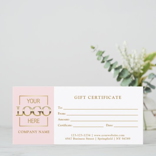 Modern Simple Pink Business Logo Gift Certificate (スタンド正面)
