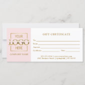 Modern Simple Pink Business Logo Gift Certificate (正面)