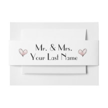 Modern Simple Pink Hearts Mr + Mrs 