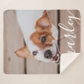Modern Simple Playful Elegant Chic Pet Photo シェルパブランケット (正面(横))