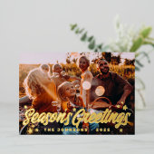 Modern Simple Playful Greetings Stars Family Photo 箔シーズンカード (立ち正面)