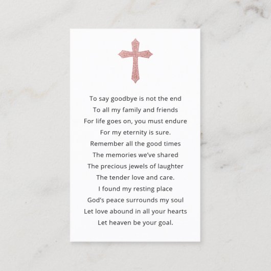 Modern Simple Prayer Photo Sympathy Cards 名刺 (裏面)