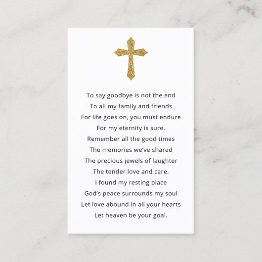 Modern Simple Prayer Photo Sympathy Cards 名刺 (裏面)