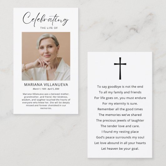 Modern Simple Prayer Photo Sympathy Cards 名刺 (正面/裏面)