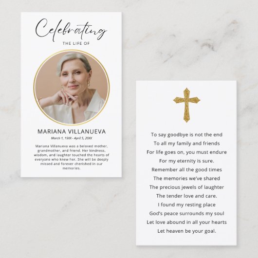 Modern Simple Prayer Photo Sympathy Cards 名刺 (正面/裏面)
