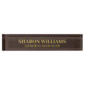 Modern Simple Professional Brown Gold Office Title デスクネームプレート (正面)