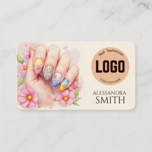 Modern Simple Professional Business Nail Tech Card コーリングカード (正面)