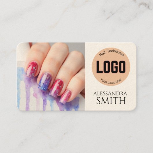 Modern Simple Professional Business Nail Tech Card コーリングカード (正面)
