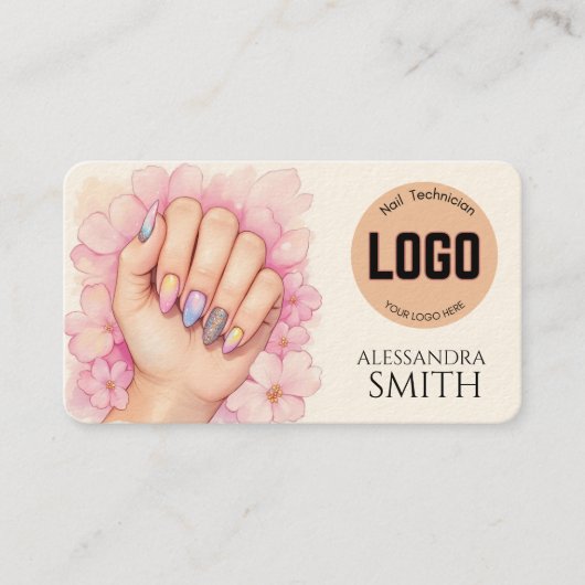 Modern Simple Professional Business Nail Tech Card コーリングカード (正面)