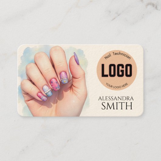 Modern Simple Professional Business Nail Tech Card コーリングカード (正面)