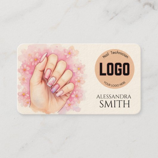 Modern Simple Professional Business Nail Tech Card コーリングカード (正面)