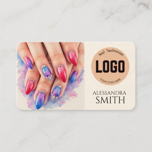 Modern Simple Professional Business Nail Tech Card コーリングカード (正面)