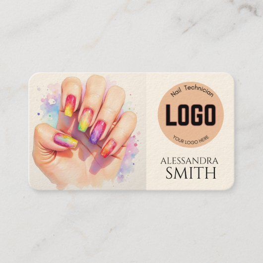 Modern Simple Professional Business Nail Tech Card コーリングカード (正面)
