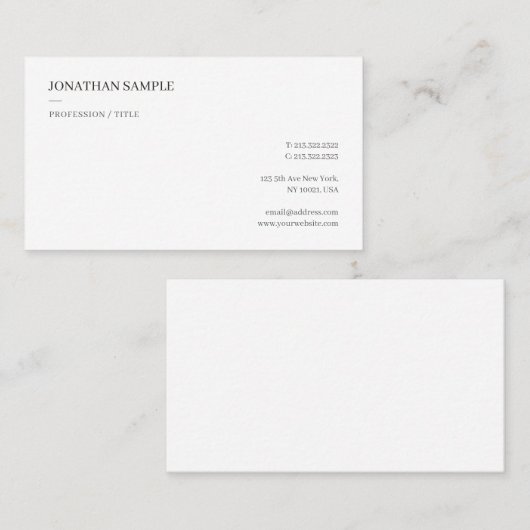Modern Simple Professional Elegant Minimalistic 名刺 (正面/裏面)