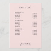Modern Simple Professional Logo Menu Price List シーズンカード (裏面)