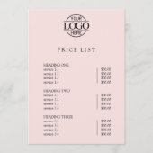 Modern Simple Professional Logo Menu Price List シーズンカード (正面)