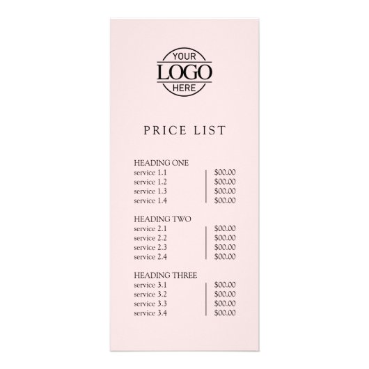 Modern Simple Professional Logo Menu Price List ラックカード (正面)