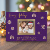 modern simple purple Holiday Photo Card シーズンカード