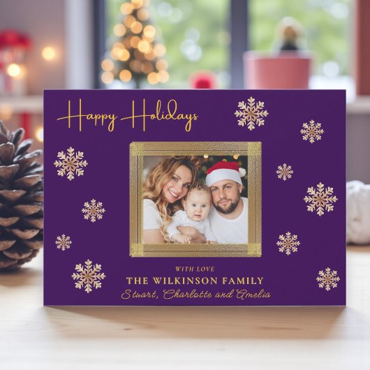 modern simple purple Holiday Photo Card シーズンカード